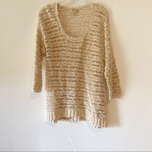 𝅺Lucky Brand Knit Pullover Sweater Medium Boho Crochet